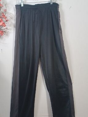 Women's Black Track Pants with Gray Side Panels